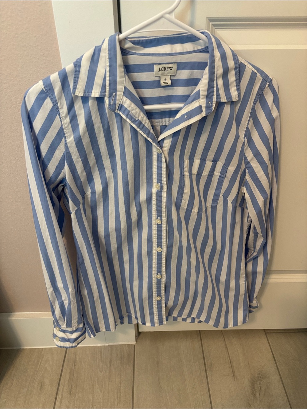 J. Crew Light Blue & White Striped Button-Down Shirt